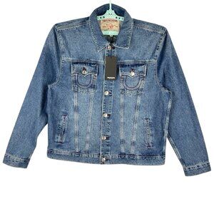 NWT True Religion Men's Medium Storm Wash Jesse SN Trucker Jacket Size XL